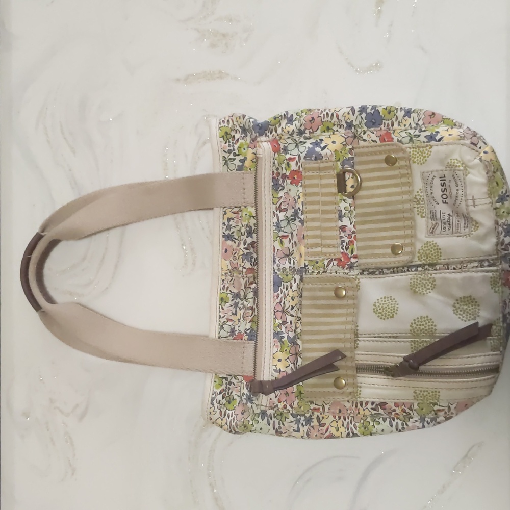 Fossil floral/stripes purse